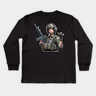 Tactical Girl Kids Long Sleeve T-Shirt